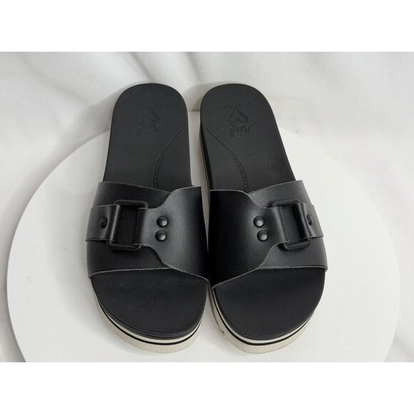 REEF Horizon Hi Slide Women's size 7 Black Platform Buckle Sandals Boho - Picture 4 of 8